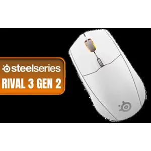 Steelseries Rival 3 Gen 2 Wireless Gaming Mouse - White / TrueMove Air Optical Sensor 18K DPI / Ultra-Low Click Latency 1.9ms / 2.4GHz Wireless + Bluetooth / 60M Click Durability / Lightweight Ergonomic Design / Precision 1-to-1 Tracking / 62524