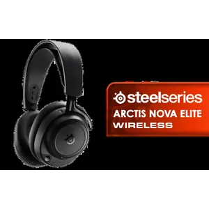 SteelSeries Arctis Nova Elite Wireless Gaming Headset - Obsidian / 40 mm Carbon Fiber Drivers / Hi-Res Audio wirelessly 96kHz/24bit / Dual batteries, no downtime / Up to 42% stronger ANC / Compatible with PC, PS5, PS4, Switch