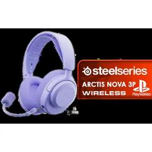 SteelSeries Arctis Nova 3P Wireless PlayStation Gaming Headset - Lavender / 40mm Neodymium Drivers / 360° Spatial Audio / 30-Hour Battery Life / USB-C Dongle for Multi-Platform Use / Noise-Cancelling Mic / PS5/PS4, PC, Mac, Switch, Mobile, Meta Quest / 61692