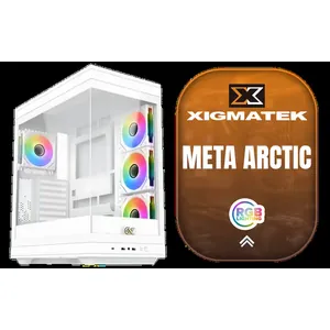 Xigmatek Meta Arctic Mid Tower Gaming Case - White / Supports Motherboards up to E-ATX / 4 x Pre-Installed ARGB Fans Included / EN45073