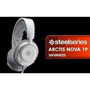 SteelSeries Arctis Nova 1P Multi-System Gaming Headset — Hi-Fi Drivers — 360° Spatial Audio — Comfort Design — Durable — Lightweight — Noise-Cancelling Mic — PS5/PS4, PC, Xbox, Switch - White / 61612