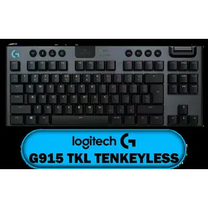 Logitech G915 TKL Tenkeyless Lightspeed Wireless RGB Mechanical Gaming Keyboard, Low Profile Switch Options, LIGHTSYNC RGB, Advanced Wireless and Bluetooth Support - Tactile, Black / 920-009503