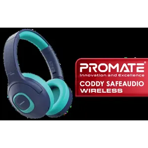 Promate Coddy Hi-Definition SafeAudio™ Wireless Headphone - Aqua / 300mAh Battery / Up to 20 hours of Playtime / AUX Support / Kid Proof / CODDY.AQUA