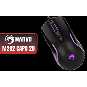 Marvo M292 BK CAPO 20 Wired Gaming Mouse - Black / 8000 DPI / 6-Step DPI / Anti-Slip Texture / Durable Braided Cable / M292-BK