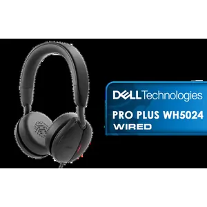 Dell Pro Plus WH5024 Wired ANC Headset / AI-Based Noise Cancelling Microphone Voice Clarity / Active Noise Cancellation ANC Ambient Isolation / Adjustable Headband Memory Foam Ear Cushions / USB-C USB-A Universal Connectivity Ready / In-Line Controls Quick Deploy Mic