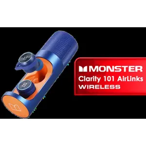 Monster Clarity 101 AirLinks Wireless In-Ear Headphones - Blue / IPX5 Waterproof, Bluetooth Earbuds 5.0, Up to 25 Hours with Fully Charged Case, Bluetooth Headphones Built-in Mic, Truly Wireless Headphones with Deep Bass for Sport, Lightweight Design and Snug fit / MH21902BL