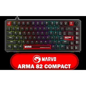Marvo Arma 82 Compact Mechanical Keyboard / Hot-Swappable Switches / 82-Key Layout + Scroll Wheel / Dynamic Rainbow Backlighting / Full-Key Anti-Ghosting / KG936