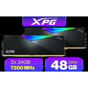 ADATA XPG Lancer RGB 48GB (2 x 24GB) DDR5 DRAM 7200MHz Desktop Memory - Black / High-Quality Materials / Customizable RGB light effects / Supports Intel® XMP 3.0 / AX5U7200C3424G-DCLARBK