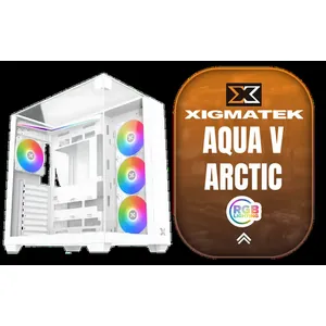 Xigmatek Aqua V Arctic Mid Tower Gaming Case - White / Supports Motherboards up to ATX / 7 x Pre-Installed ARGB Fans Included / EN45813