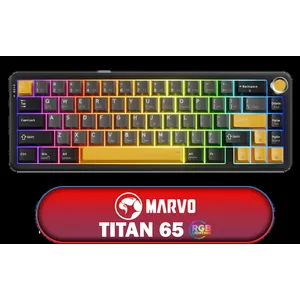 Marvo Titan 65 Tri-Mode Mechanical Gaming Keyboard / Tri-Mode Wired & Wireless / Hot-Swappable Mechanical Switches / Gasket Mount Premium Build / South-Facing RGB Lighting / Advanced Sound Dampening Layers / Full-Key Anti-Ghosting