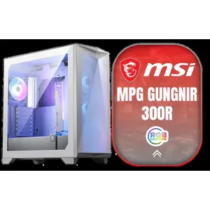 MSI MPG GUNGNIR 300R Airflow Gaming Case - White / Mid-Tower Case Form Factor / EATX, ATX, M-ATX, ITX / Pre-installed 4x 120mm ARGB Fans / Tempered Glass / 306-7G21W21-W57