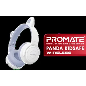 Promate Panda KidSafe Kawaii Style Wireless Kids Headset - Lilac / 1000mAh Battery / Up to 40 hours of Playtime / AUX Support / LED Illuminated Ears / PANDA.LILAC