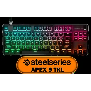 SteelSeries Apex 9 TKL – HotSwap Optical Mini Keyboard – TKL Esports Design – Optical Switches – RGB Customization – Aluminum Alloy Frame – Double Shot PBT Keycaps / 64847