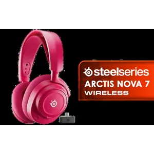SteelSeries Arctis Nova 7 Gen 2 Wireless Gaming Headset - Magenta / Game-Specific Footstep Audio Presets / Simultaneous 2.4GHz And Bluetooth Audio / 50+ Hour Battery Fast Charging / Neodymium Magnetic High-Fidelity Drivers / USB-C Plug-And-Play Multi-Platform / Premium Steel Frame With Comfort Band