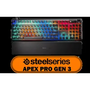 SteelSeries Apex Pro Gen 3 OmniPoint 3.0 HyperMagnetic Switches / Adjustable Actuation / Rapid Trigger / Game-Ready Presets / Protection Mode / Rapid Tap/SOCD OLED RGB PBT Keycaps / USB-C / 64660