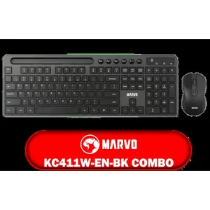 MARVO KC411W-EN-BK Wireless Keyboard & Mouse Combo / Supports up to 1600 DPI / KC411W-EN-BK