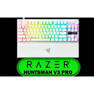 Razer Huntsman V3 Pro Tenkeyless - TKL Analogue Optical Esports PC Keyboard (Onboard Settings, Multifunction Wheel with 2 Dedicated Keys, PBT Keycaps) QWERTY US Layout | White / RZ03-04981700-R3M1
