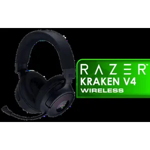Razer Kraken V4 Wireless Gaming Headset: 2.4GHz, Bluetooth, USB - Super Wideband Mic - 40 mm Drivers - 9 Zone RGB Lighting - for PC, Mac, PS5, Nintendo Switch, Steam Deck, Smartphone - Black