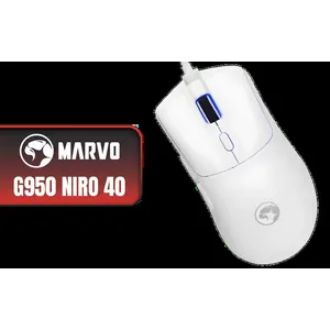 MARVO G950 Niro 40 Gaming Mouse - White / Optical, PMW3327 Sensor / Buttons: 6 (programmable) / Switch rating: 10 million clicks / Polling rate: up to 1000 Hz / DPI: 1200-2400-3200-4800-5600-7200-12000 / G950-WH