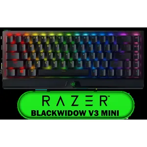 Razer BlackWidow V3 Mini 65% Wireless Mechanical Gaming Keyboard: HyperSpeed Wireless - Yellow Tactile & Clicky Switches - Doubleshot ABS Keycaps - 200Hrs Battery Life / RZ03-03890100-R3M1