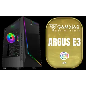 Gamdias ARGUS E3 Gaming Case / Panoramic Tempered Glass / Sync with Motherboard / Diamond Cut Design Front Panel / Unique Design of the I/O Port