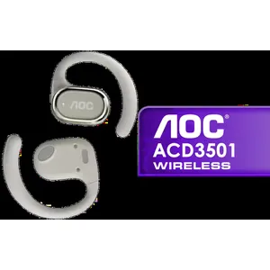 AOC ACD3501 Wireless Bluetooth Earphones - White / Enc Ear Clip / Built-In Microphone for Clear Communication / Perfect for Runners and Exercise / ACD3501WT/00