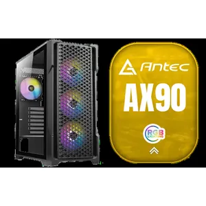 ANTEC AX Series AX90 Mid-Tower ATX Gaming Case, High-Airflow Mesh Front Panel, 4 x 120mm ARGB Fans Included, Tempered Glass Side Panels, 360mm Radiator Support / 0-761345-10063-2