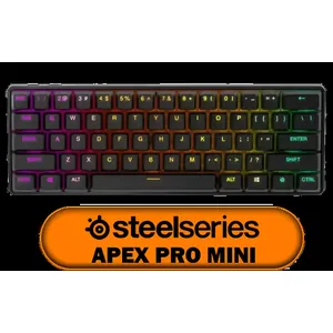 SteelSeries Apex Pro Mini Wireless Mechanical Gaming Keyboard – World’s Fastest Keyboard – Adjustable Actuation – Compact 60% Form Factor – RGB – PBT Keycaps – Bluetooth 5.0 – 2.4GHz – USB-C / 64642/64842