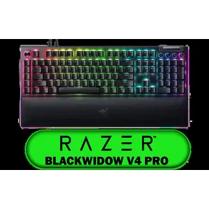 Razer BlackWidow V4 Pro Wired Mechanical Gaming Keyboard: Yellow Mechanical Switches - Linear & Silent - Doubleshot ABS Keycaps - Command Dial - Programmable Macros - Chroma RGB - Magnetic Wrist Rest / RZ03-04681800-R3M1