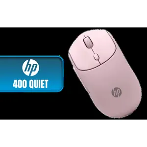 HP 400 Quiet Wireless Mouse - Pink / Quiet Clicks with Vertical & Horizontal Scrolling / Microsoft Wheel Shortcut Access / Bluetooth & 2.4GHz Wireless Connectivity / Up to 6000 Adjustable DPI / 24-Month Battery Life / Ambidextrous Silicone Rubber Design / AZ7B5AA