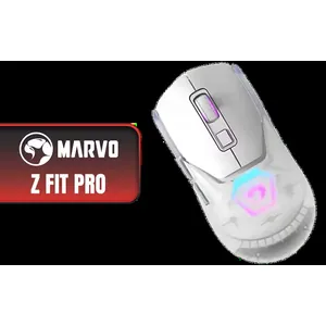 MARVO Z Fit Pro 19000 DPI Wireless Gaming Mouse - White / Pixart® PMW-3370 Sensor / Omron® Mechanical Switchs / True RGB-16.8 Million Custom Colors / PTFE Premium Mouse Feet / Z-Fit-Pro-G1W-WH