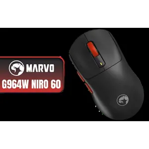 MARVO G964W Niro 60 Gaming Mouse - Black / 6D Wired & 2.4G Wireless & Bluetooth Mouse / Pixart 3311 Sensor / Battery Capacity: 300mah / 1.5m type C Detachable Braided Cable / Switch Type: 50 Million Times / Pulling Rate: BT 125HZ Wire+2.4G 1000HZ / DPI: 800-1200-2400-3200-5000-12000 / G964W-BK