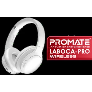Promate LaBoca-Pro High Fidelity Over-Ear Wireless Headphones - White / 300mAh Battery / Up to 24 hours of Playtime / AUX Support / 40mm Drivers / LABOCA-PRO.WHITE