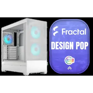 Fractal Design Pop ATX Air RGB White - Tempered Glass Clear Tint - Honeycomb Mesh Front – TG side panel - Three 120 mm Aspect 12 RGB fans included / FD-C-POR1A-01