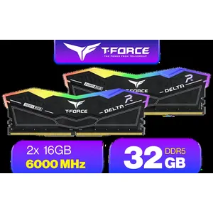 Teamgroup T-Force DELTA RGB 32GB DDR5 CL38 Desktop Memory - Black / 32GB (2x16GB) / 6000MHz / CL38 / FF3D532G6000HC38ADC01