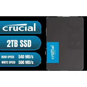 CRUCIAL BX500 2TB 2.5\\\" SSD / 3D NAND / SATA 6Gb/s Interface / 2.5-inch 7mm Form Factor / Read Speed Up to 540 MB/s / Write Speed Up to 500 MB/s / 720TB TBW Endurance