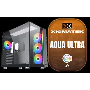 Xigmatek Aqua Ultra RGB ATX Mid Tower Gaming PC Case - Black / 7 x Pre Installed ARGB Fans / EN40672