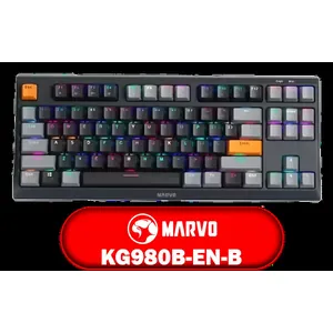 MARVO KG980B-EN-B Wired Mechanical Gaming Keyboard / Compact 87 keys / Dazzling RGB lighting with 18 dynamic effects / Full keys rollover support / MARVO KG980B-EN-B