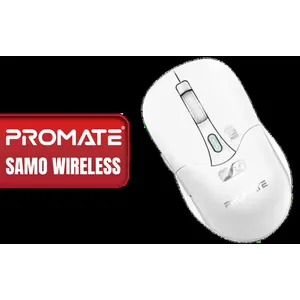 Promate Cordless Mouse,Premium Bluetooth Nano Receiver Wireless Mouse with Dual Mode Connectivity, 800/1200/1600 DPI Switch,6 Function Buttons and 500Mah Rechargeable Battery for Laptops,PC / SAMO.WHITE