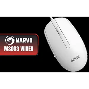 Marvo MS003 WH Wired Mouse - White / 3 Buttons / 1000 DPI / 3 Million Clicks / MS003-WH