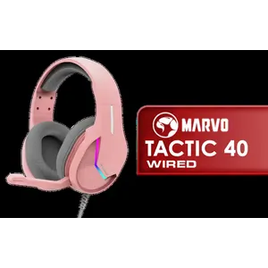 Marvo Tactic 40 RGB Gaming Headset - Pink / 50mm Speakers Crystal-Clear Audio / Dynamic RGB Backlighting / Lightweight Durable Adjustable Headband / Detachable Omnidirectional Noise-Reducing Mic / Gaming-Focused Tactic 40 Design