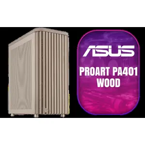 ProArt PA401 Wood Edition Beige Mesh-Panel ATX case, GPU Support for up to 315mm in Length, 240mm Radiator Support, Pre-Installed 160mm Fans, Power and Reset Button Lock, Detachable PSU Bracket - 90DC00M7-B39000