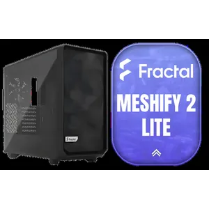 Fractal Design Meshify 2 - Lite Black / E-ATX, ATX, mATX, Mini-ITX / Light Tinted Tempered Glass Window / Mid Tower Computer Case / 3 x Pre-Installed Fans Included / FD-C-MEL2A-03