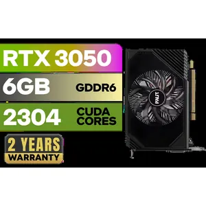 Palit GeForce RTX 3050 StormX 6GB GDDR6 Gaming Graphics Card / 2304 Cuda Core / 96-bit Memory Interface / Boost Clock : 1470MHz / Incredibly Fast Frame Rates / New Streaming Multiprocessors / NE63050018JE-1070F-SN