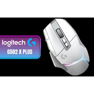 Logitech G502 X PLUS LIGHTSPEED Wireless RGB Gaming Mouse - Optical Mouse with LIGHTFORCE Hybrid Switches, LIGHTSYNC RGB, HERO 25K Gaming Sensor, Compatible with PC - macOS/Windows - White / 910-006172