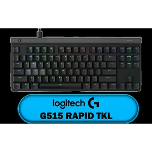 Logitech G G515 Rapid TKL Wired Gaming Keyboard - Black / Low Profile Analog Switches 2.5mm / Ultra Slim 22mm Design / Customizable Actuation 0.1-2.5mm / Rapid Trigger Dynamic Reset / Key Priority Fluid Movement / Multipoint Action Dual Actuation / Fully Customizable G HUB / Premium Stainless Steel Construction