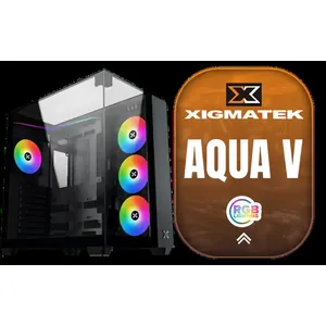 Xigmatek Aqua V Mid Tower Gaming Case - Black / Supports Motherboards up to ATX / 7 x Pre-Installed Fans Included / EN45806