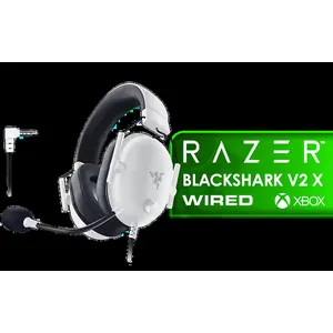 Razer BlackShark V2 X Gaming Headset (Xbox) - White / 7.1 Surround Sound / 50mm Drivers / Memory Foam Cushion / Compatible with Xbox Series X, Series S, PC, Switch / 3.5mm Audio Jack