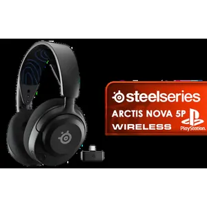 SteelSeries Arctis Nova 5P Wireless Multi-System Gaming Headset / Neodymium Magnetic Drivers / 100+ Audio Presets / 60 HR Battery / 2.4GHz or BT / ClearCast Gen2.X Mic / PS5, PS4, PC, Switch, Mobile / 61673