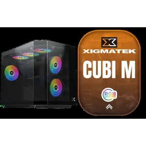Xigmatek Cubi M Mid Tower M-ATX Gaming Case - Black / Supports Motherboards up to M-ATX, Mini-ITX / 6 x Pre-Installed ARGB Fans Included / Advanced Airflow & Ventilation Design / GPU Clearance up to 358mm / CPU Cooler Height up to 165mm / PSU Length up to 200mm / EN42799